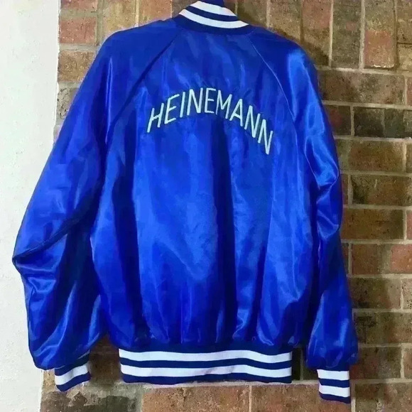 1980’s General Dynamics blue satin varsity bomber jacket - Picture 3 of 6